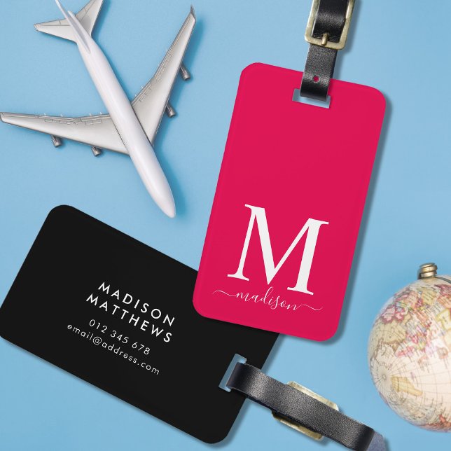 Monogram and Calligraphy with Editable Background Luggage Tag (Creator Uploaded)