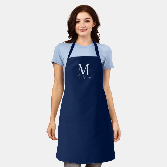 Monogram and Calligraphy with Editable Colour Apron (Worn)