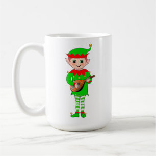 Monogram and Christmas Musical Elf  Coffee Mug