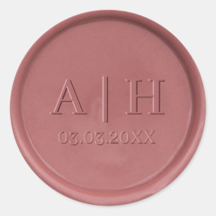 Monogram and Date Vintage Rose Wax Seal Sticker