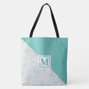 Monogram and Flowers Tote Bag