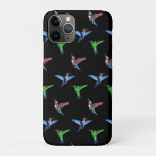 Monogram and Hummingbirds on Black Case-Mate iPhone Case