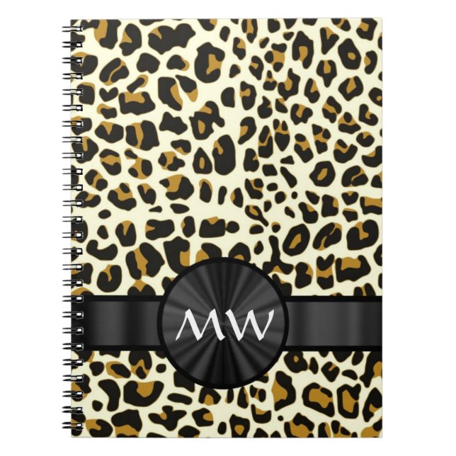 Monogram and leopard print notebook (Front)
