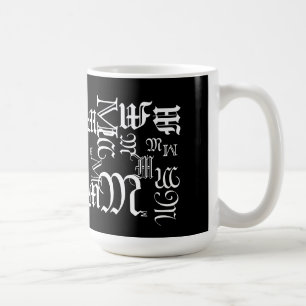 Monogram and Name Blackletter Text Style Coffee Mug