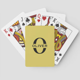 Monogram And Name Gold And Black Personalised Playing Cards