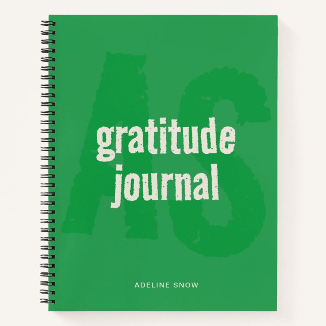 Monogram and Name Gratitude Journal (Green) (Front)
