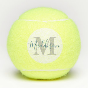 Monogram and Name Navy Blue Yellow Tennis Balls