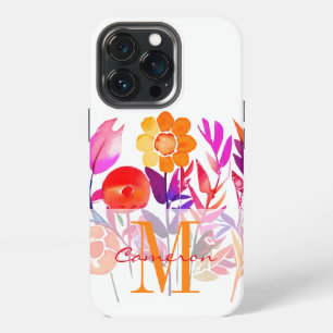 Monogram and Name Personalised flowers iPhone 13 Pro Case