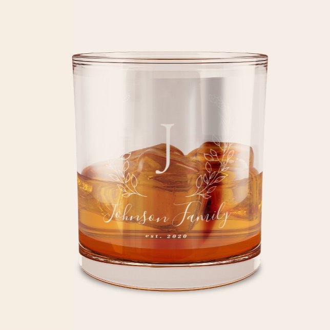 Monogram and name script elegant personalised whiskey glass (Creator Uploaded)