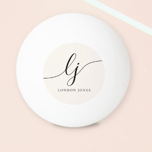 Monogram and Name Simple Elegant Personalised  Ping Pong Ball