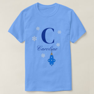 Monogram and Name with a Blue Ornament  T-Shirt