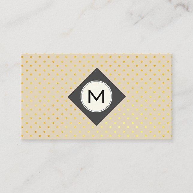 Monogram and Polka Dots Business Card (Front)