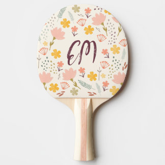 Monogram and Quote Boho Flowers Ping Pong Paddle