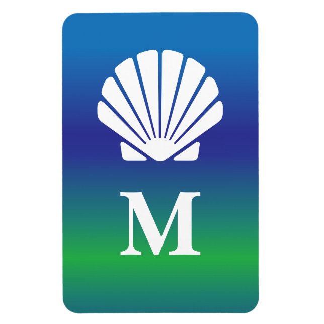 Monogram and sea shell cruise cabin door marker magnet (Vertical)