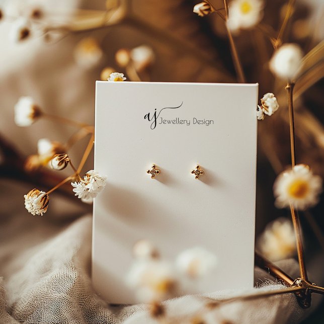 Monogram and social media earring display card (Simple earring display card with monogram and social media details.)
