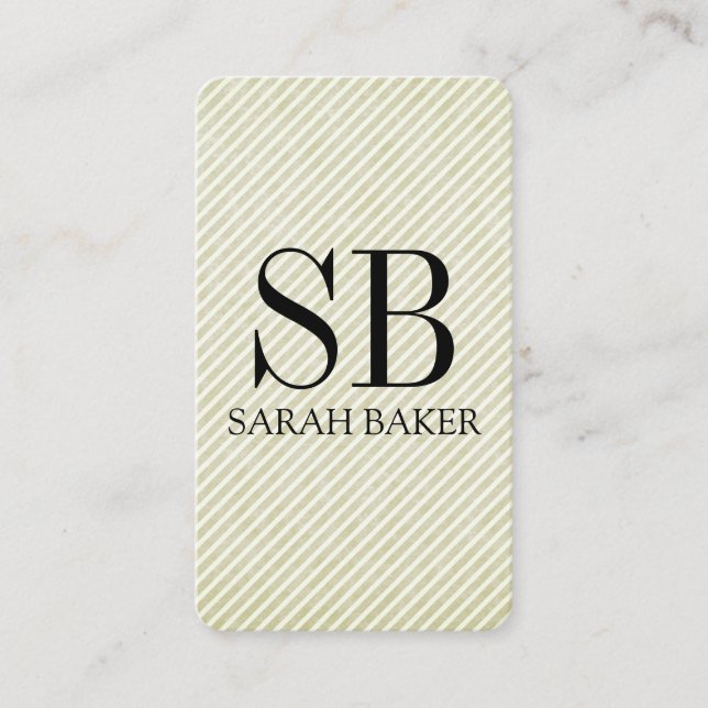 Monogram and Stripes Business Card (Front)