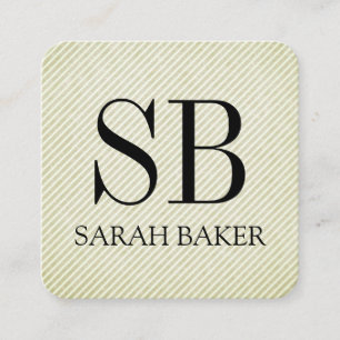 Monogram and Stripes Square Business Card