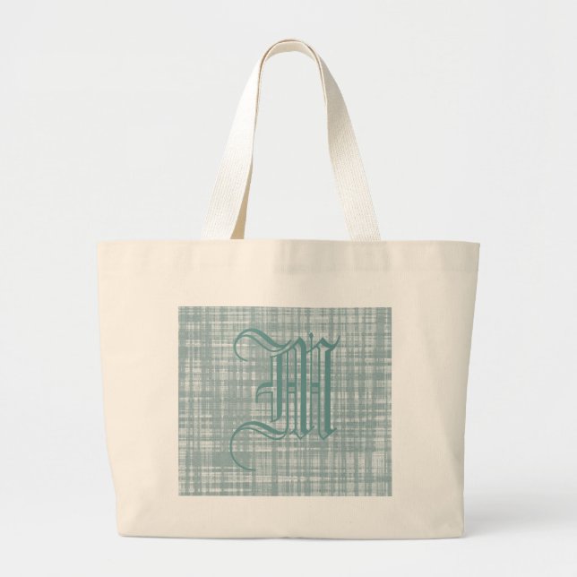 Monogram and Weave Large Tote Bag (Front)
