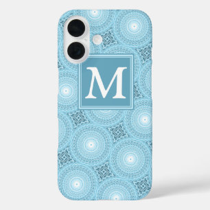 Monogram angel blue circles pattern iPhone 16 case