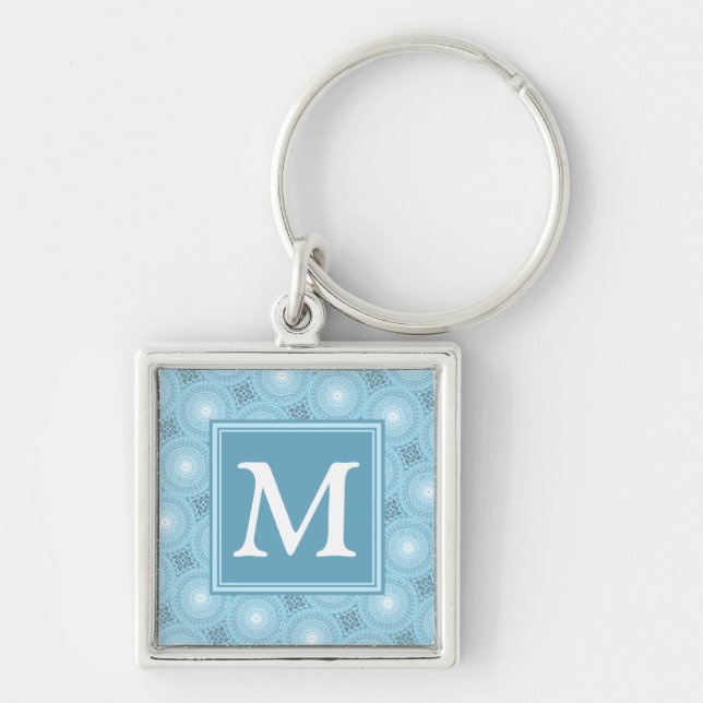 Monogram angel blue circles pattern key ring (Front)