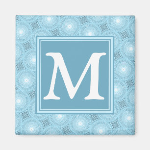 Monogram angel blue circles pattern magnet