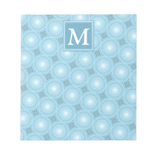 Monogram angel blue circles pattern notepad