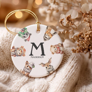 Monogram Animal Christmas Tree Ornament