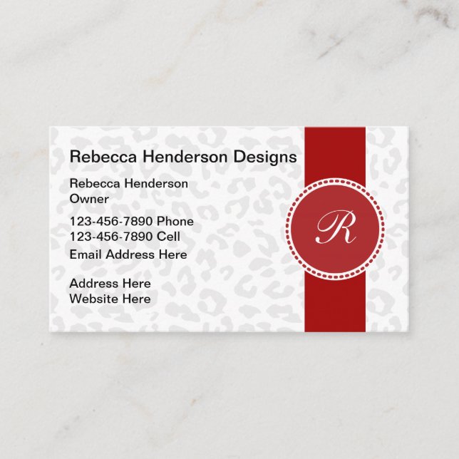 Monogram Animal Pattern Stylish Design Business Card (Front)