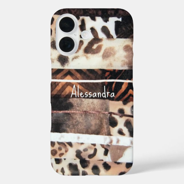 Monogram animal print leopard brown beige cream  Case-Mate iPhone case (Back)