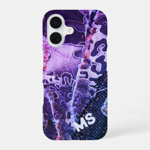 Monogram animal print leopard purple pink girly iPhone 16 case