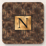 Monogram Animal Tiger Print Gold Elegant Metallic Coaster<br><div class="desc">Gorgeous faux gold metallic centre and Tiger print coasters. Add your monogram and it is over-the-top elegant and chic. The perfect personalised gift for anyone on your list. These make great bridal shower and wedding gifts.</div>