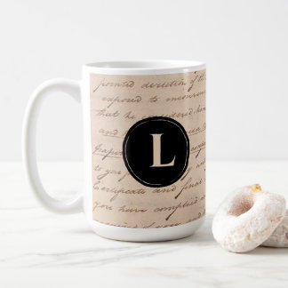 Monogram Antique Writing Letter Handwriting Paper Coffee Mug