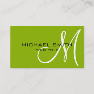 Monogram Apple green colour background Business Card