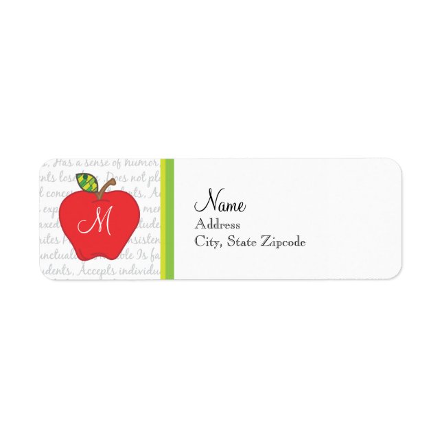 Monogram Apple Return Address Label (Front)