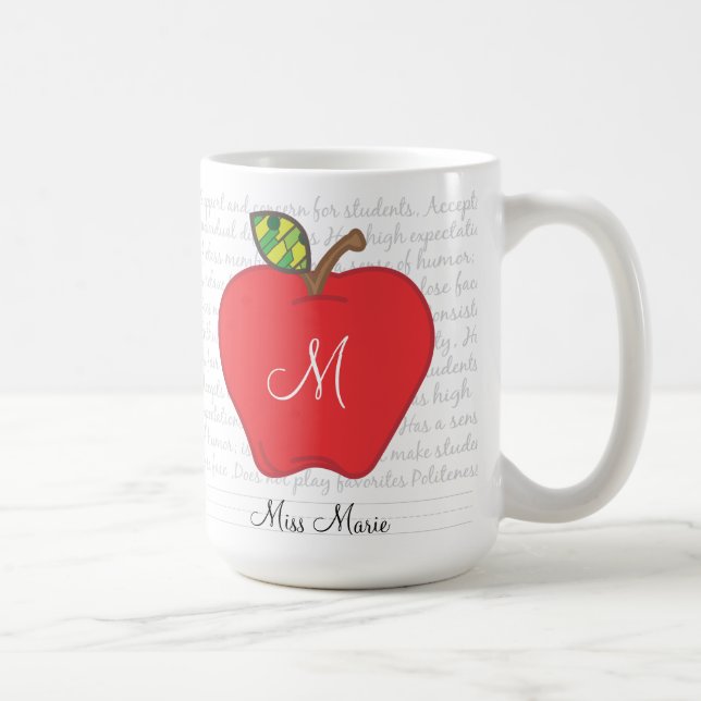 Monogram Apple Teachers Coffee Mug (Right)