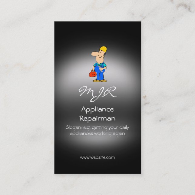 Monogram, Appliance Repairman, metal-look Business Card (Front)