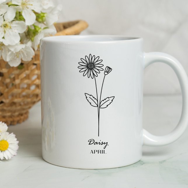 Monogram April Birth Month Flower Coffee Mug (Creator Uploaded)