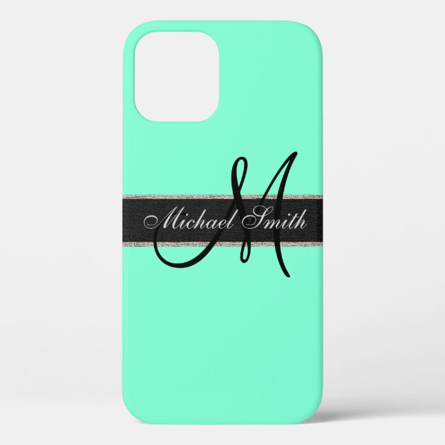 Monogram Aquamarine Colour Background Case-Mate iPhone Case (Back)