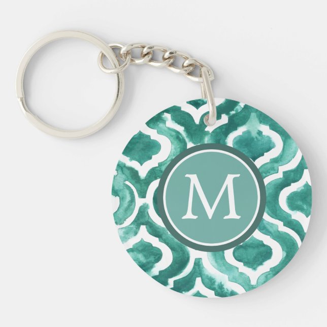 Monogram | Aquamarine Motif IV Key Ring (Front)