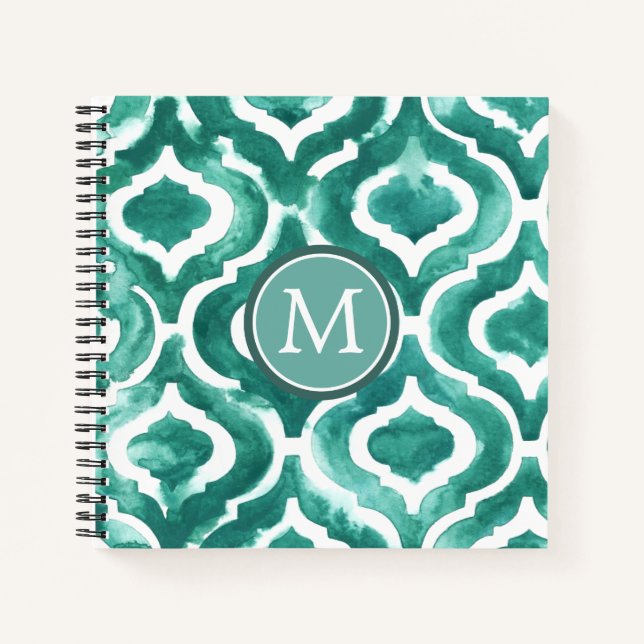 Monogram | Aquamarine Motif IV Notebook (Front)
