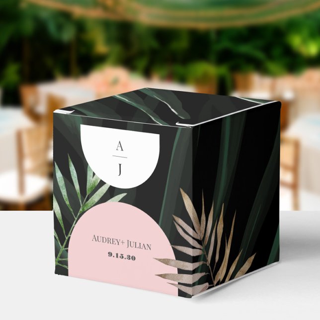 Monogram Arches Tropical Palm Tree Wedding Favour Box (Creator Uploaded)