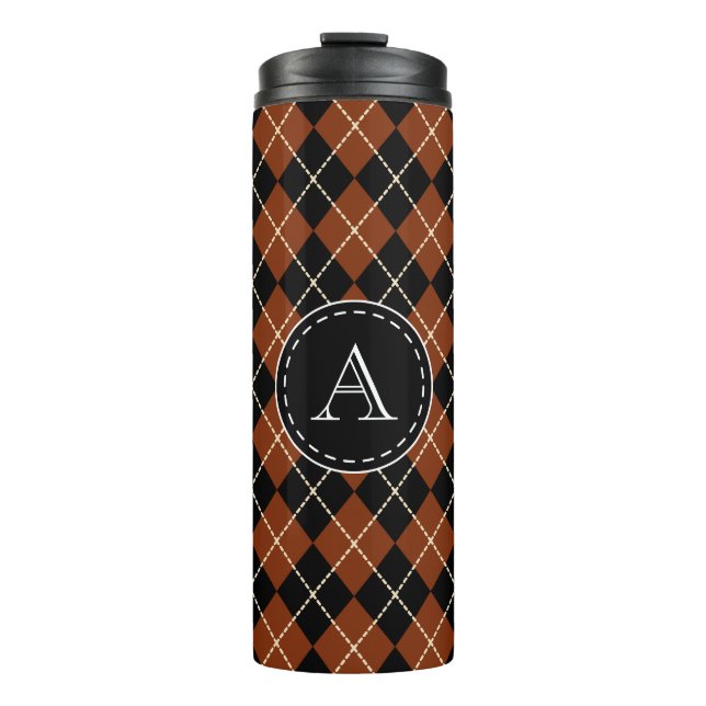 Monogram Argyle Coffee Tumbler (Front)