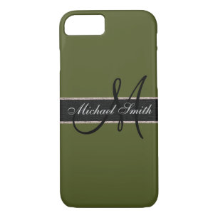 Monogram Army green Colour Background Case-Mate iPhone Case