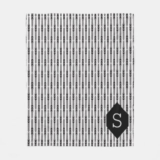 Monogram Arrow Herringbone Fleece Blanket
