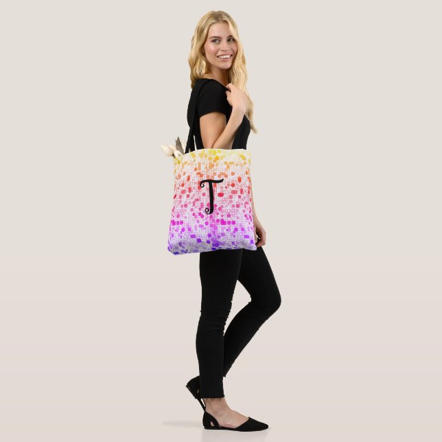 Monogram Art Deco Colourful Circles Tote Bag (On Model)