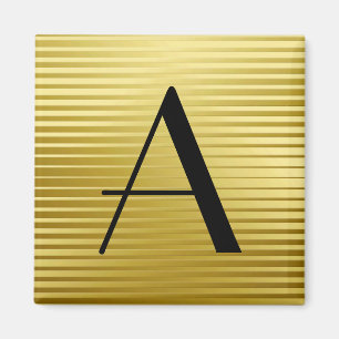 Monogram Art Deco Gold Satin Stripes Magnet