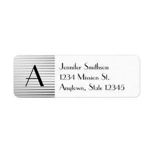 Monogram Art Deco Silver Satin Stripes