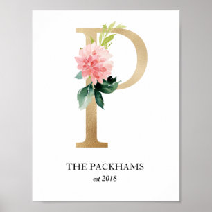 Monogram Art Print, Letter P, Wedding, Nursery Poster
