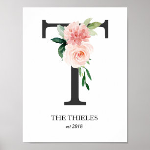 Monogram Art Print, Letter T, Wedding, Nursery Poster