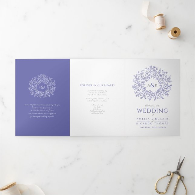 monogram art story dedication wedding Tri-Fold programme (Outside)